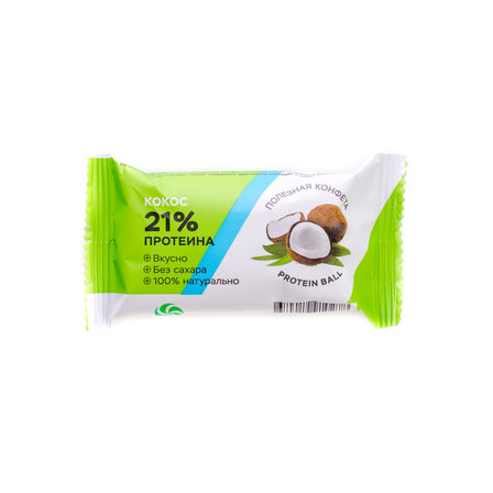 Полезные конфеты HealthyBall Protein 28 гр (14 гр*2 шт) Кокос