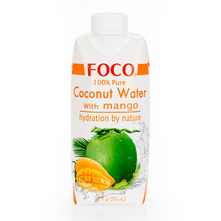 FOCO Натуральная кокосовая вода с пюре манго (330 мл) без сахара