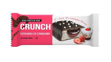 BootyBar Crunch Протеиновый батончик (60 г) вкус - клубника со сливками