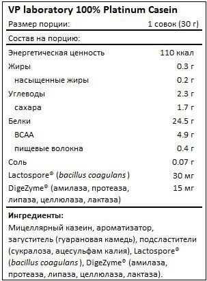 VP Lab 100% Platinum Casein (1 порция - 30 гр)