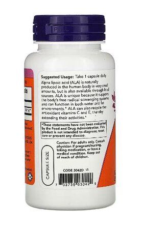 NOW Foods Alpha Lipoic Acid 250 mg (60 вег. капсул) альфа - липоевая кислота
