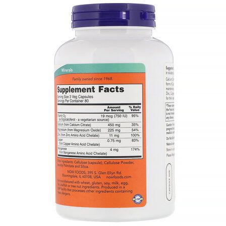 NOW Foods Calcium Citrate + Minerals and Vitamin D2 (100 таб.)