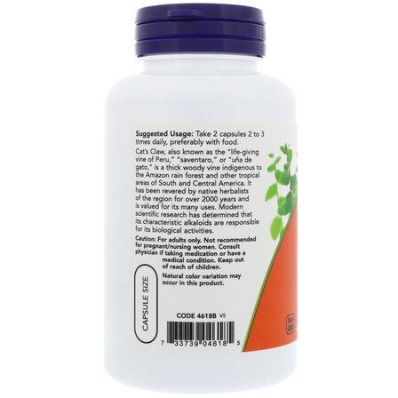 NOW Foods CAT CLAW 500 мг (100 таблеток) кошачий коготь