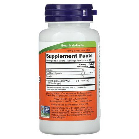NOW Foods Chlorella 1000 мг (60 таблеток) органическая хлорелла