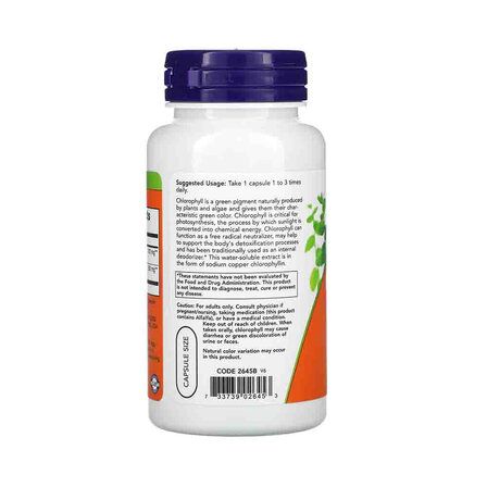 NOW Foods Chlorophyll 100 mg (90 веганских капсул) хлорофил органический