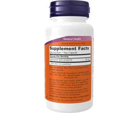 NOW Foods CoQ10 30 mg (60 капсул) антиоксидант Коэкзим Ку10