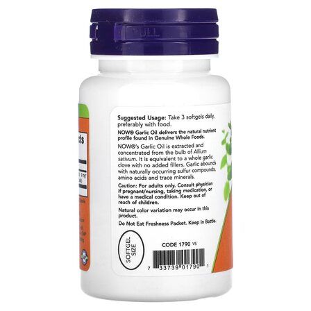 NOW Foods Garlic Oil 1500 mg (100 гел. капсул) экстракт чеснока