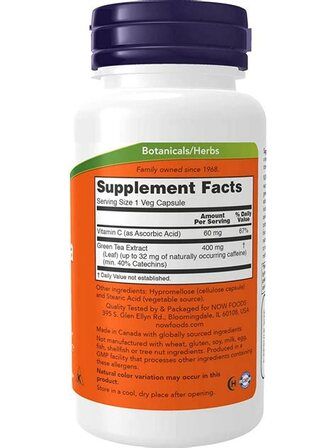 NOW Foods Green Tea  Extract 400 mg (100 капсул) экстракт зеленого чая
