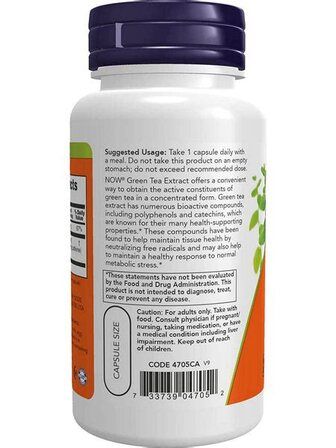 NOW Foods Green Tea  Extract 400 mg (100 капсул) экстракт зеленого чая
