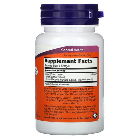 NOW Foods Lutein 10mg (from esters) (120 капс)