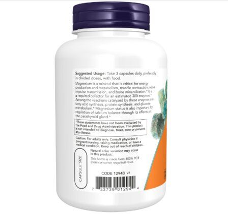 NOW Foods Magnesium Citrate (90 веганских капсул) магния цитрат