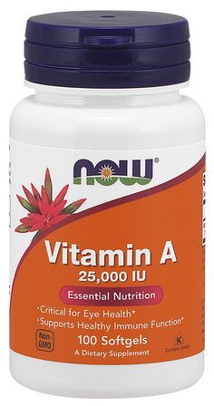 NOW Foods Vitamin A 25 000 IU (100 гелевых капсул) витамин А