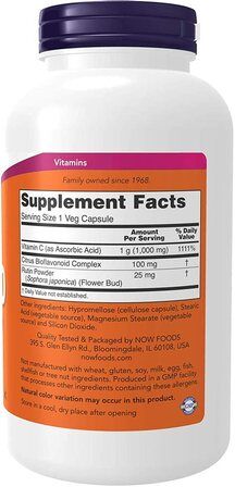 NOW Foods Vitamin C 1000 mg + Rose Hips + Bioflavonoids (100 таблеток) витамин С и шиповник
