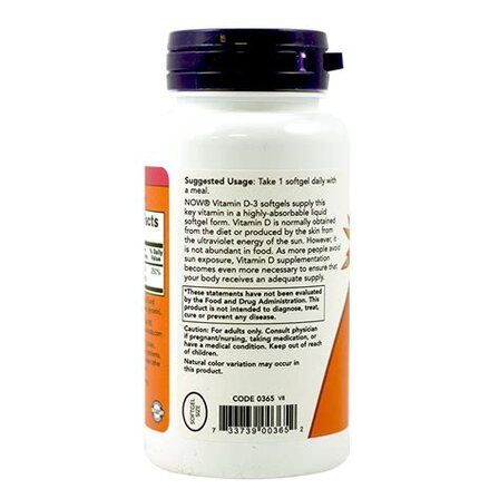 NOW Foods Vitamin D3 5000 IU (240 гелевых капсул) витамин Д3 холикальцеферол