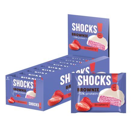 FitnesShock SHOCKS Брауни протеиновый (50 г) вкус - клубника, без сахара