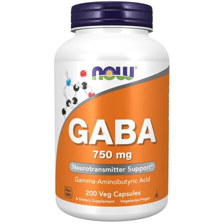 NOW Foods GABA 750 mg (200 вег. капсул) гамма аминомасляная кислота