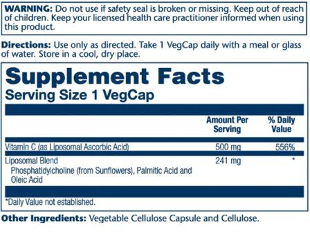 Solaray Liposomal Vitamin C 500 мг (100 вегансих капсул) витамин С в усвояемой форме