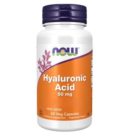 NOW Foods Hyaluronic Acid 50 MG + MSM (60 вег.капсул) гиалуроновая кислота и сера