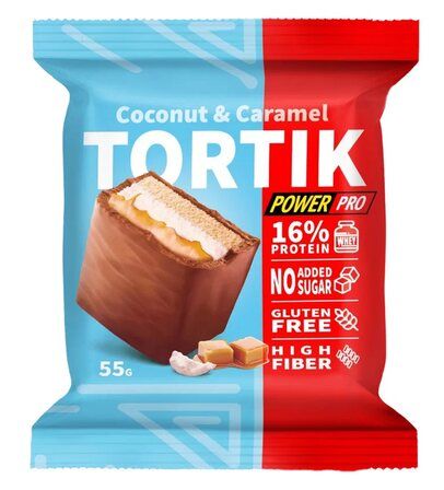 Power Pro пирожное "TORTIK" шоколадный кокос и карамель (55 г)