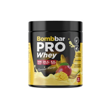 BOMBBAR Протеиновый коктейль Whey Protein (450 г) Банан-манго