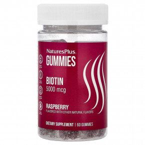 Natures Plus Biotin 5000 мкг (60 жевательных таблеток) витамин В7 - биотин для роста волос