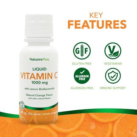 Natures Plus Vitamin C Liquid 8 OZ (236 мл.)