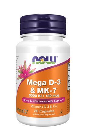 NOW Foods Vitamin Mega D-3 + K-2 MK-7 (60 капсул) витамин Д3 холекальциферол