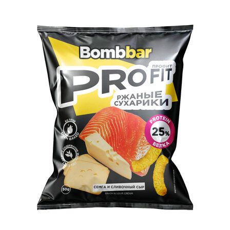 BOMBBAR Протеиновые сухарики "Семга с сыром" 50 гр, без сахара